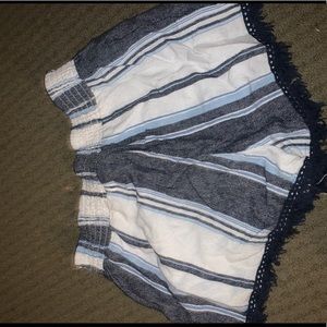 Striped linen shorts